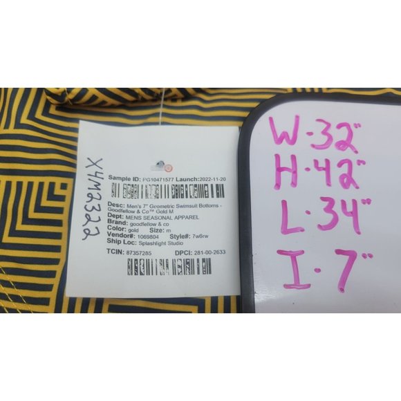 Men's 7" Geometric Swim Shorts - Goodfellow & Co Gold Medium - Picture 8 of 9